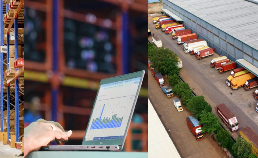 Supply chain operations connecting inventory, warehousing and transportation